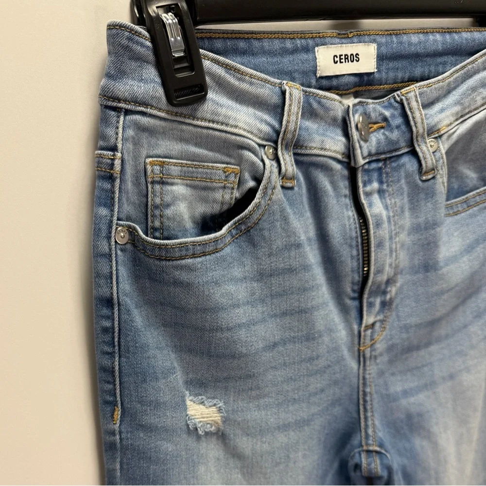 EUC CEROS Frayed Hem Denim Blue Jeans Size 25
